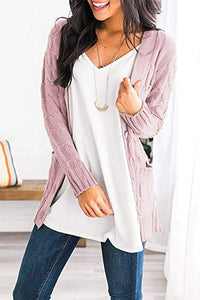 Knitted Solid Color Button Down Chunky Outwear Cardigan