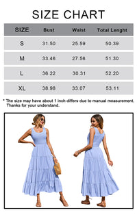 Casual Loose Smocked Tank Sleeveless Summer Beach Tiered Long Maxi Dress PRETTYGARDEN