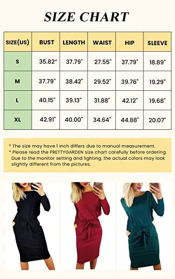 Crewneck Daily Work Party Bodycon Sheath Belted Short Dress PRETTYGARDEN