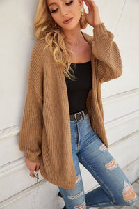 Drop Shoulder Open Front Knit Oversized Sweater Cardigan PRETTYGARDEN