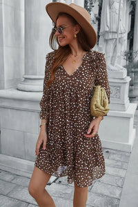 Long Sleeve Short Dress Chiffon 3/4 Sleeve Swing Dress PRETTYGARDEN