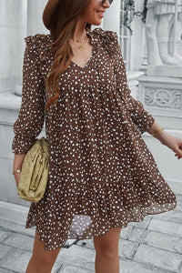 Long Sleeve Short Dress Chiffon 3/4 Sleeve Swing Dress PRETTYGARDEN