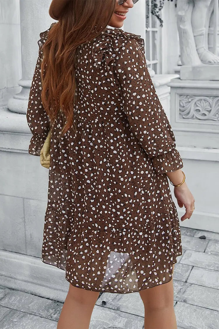 Long Sleeve Short Dress Chiffon 3/4 Sleeve Swing Dress PRETTYGARDEN