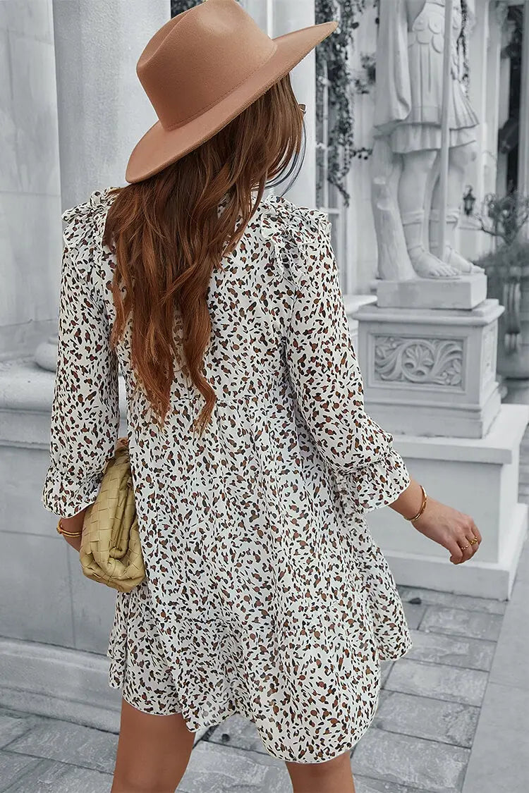 Long Sleeve Short Dress Chiffon 3/4 Sleeve Swing Dress PRETTYGARDEN