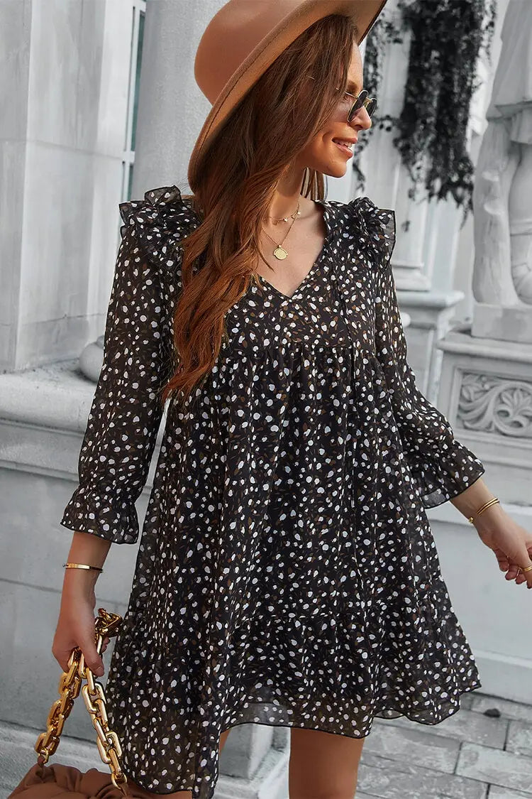 Long Sleeve Short Dress Chiffon Swing Dress PRETTYGARDEN