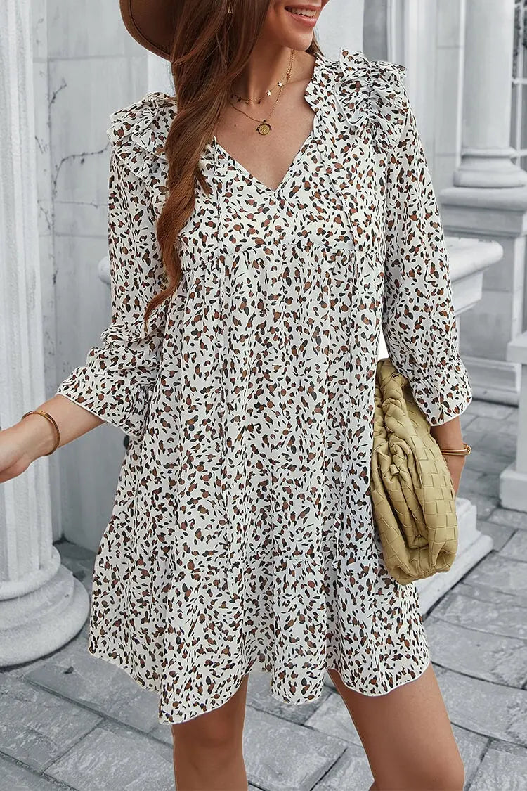 Long Sleeve Short Dress Chiffon Swing Dress PRETTYGARDEN