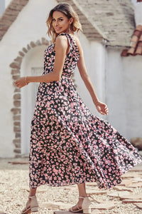 One Shoulder Ruffle Tie Floral Print Summer Maxi Dress PRETTYGARDEN