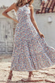 One Shoulder Ruffle Tie Floral Print Summer Maxi Dress PRETTYGARDEN