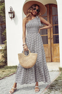 One Shoulder Sleeveless Flowy Bohemian Maxi Dress PRETTYGARDEN