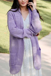 Open Front Long Seeve Cardigan Knitted Sweater Cardigan With Side Pockets PRETTYGARDEN