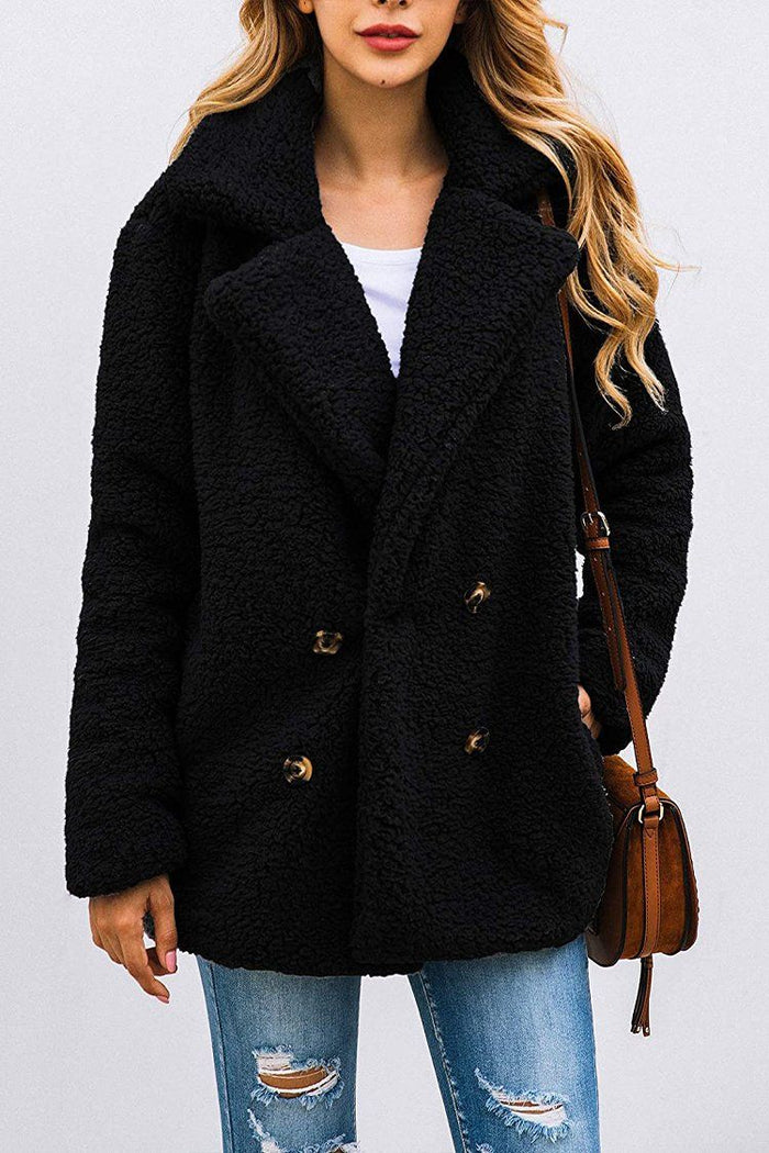 PRETTYGARDEN Women's Fashion Long Sleeve Lapel 4 buttons front Faux Shearling Shaggy Oversized Coat Jacket with Pockets Warm Winter PRETTYGARDEN