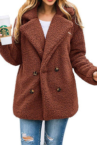 PRETTYGARDEN Women's Fashion Long Sleeve Lapel 4 buttons front Faux Shearling Shaggy Oversized Coat Jacket with Pockets Warm Winter PRETTYGARDEN