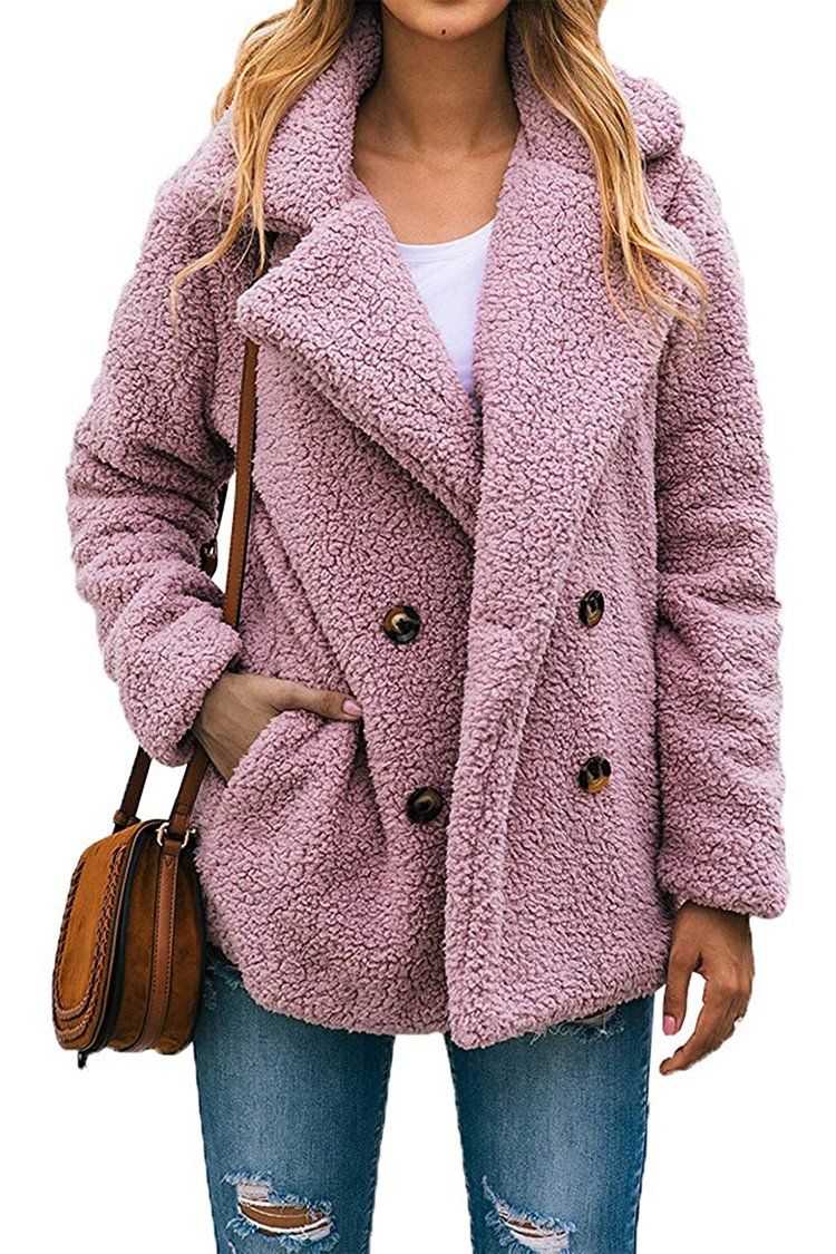 PRETTYGARDEN Women's Fashion Long Sleeve Lapel 4 buttons front Faux Shearling Shaggy Oversized Coat Jacket with Pockets Warm Winter PRETTYGARDEN