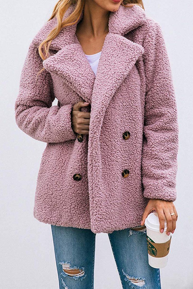 PRETTYGARDEN Women's Fashion Long Sleeve Lapel 4 buttons front Faux Shearling Shaggy Oversized Coat Jacket with Pockets Warm Winter PRETTYGARDEN