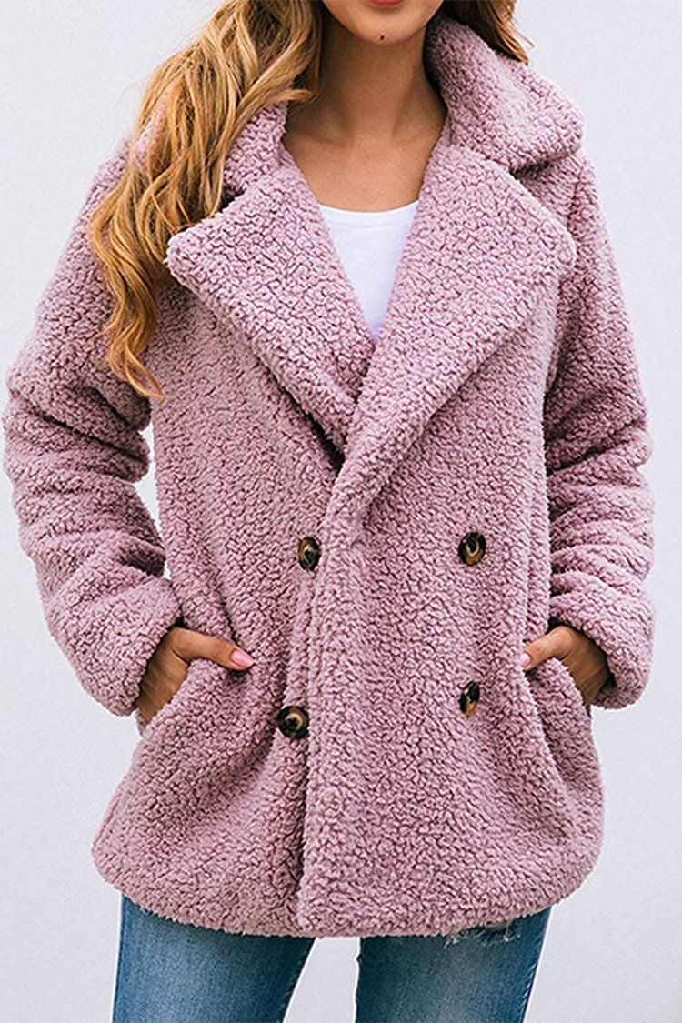 PRETTYGARDEN Women's Fashion Long Sleeve Lapel 4 buttons front Faux Shearling Shaggy Oversized Coat Jacket with Pockets Warm Winter PRETTYGARDEN