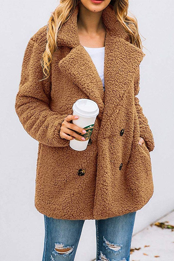 PRETTYGARDEN Women's Fashion Long Sleeve Lapel 4 buttons front Faux Shearling Shaggy Oversized Coat Jacket with Pockets Warm Winter PRETTYGARDEN