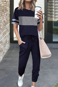 PRETTYGARDEN Women's Two Piece Lounge Sets Spring Summer Jogger Pants Vacation Outfits Travel Airplane Matching Clothes PRETTYGARDEN