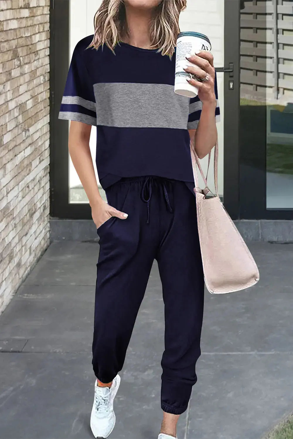 PRETTYGARDEN Women's Two Piece Lounge Sets Spring Summer Jogger Pants Vacation Outfits Travel Airplane Matching Clothes PRETTYGARDEN