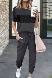 PRETTYGARDEN Women's Two Piece Lounge Sets Spring Summer Jogger Pants Vacation Outfits Travel Airplane Matching Clothes PRETTYGARDEN