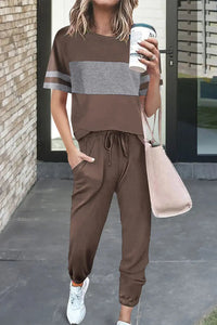 PRETTYGARDEN Women's Two Piece Lounge Sets Spring Summer Jogger Pants Vacation Outfits Travel Airplane Matching Clothes PRETTYGARDEN