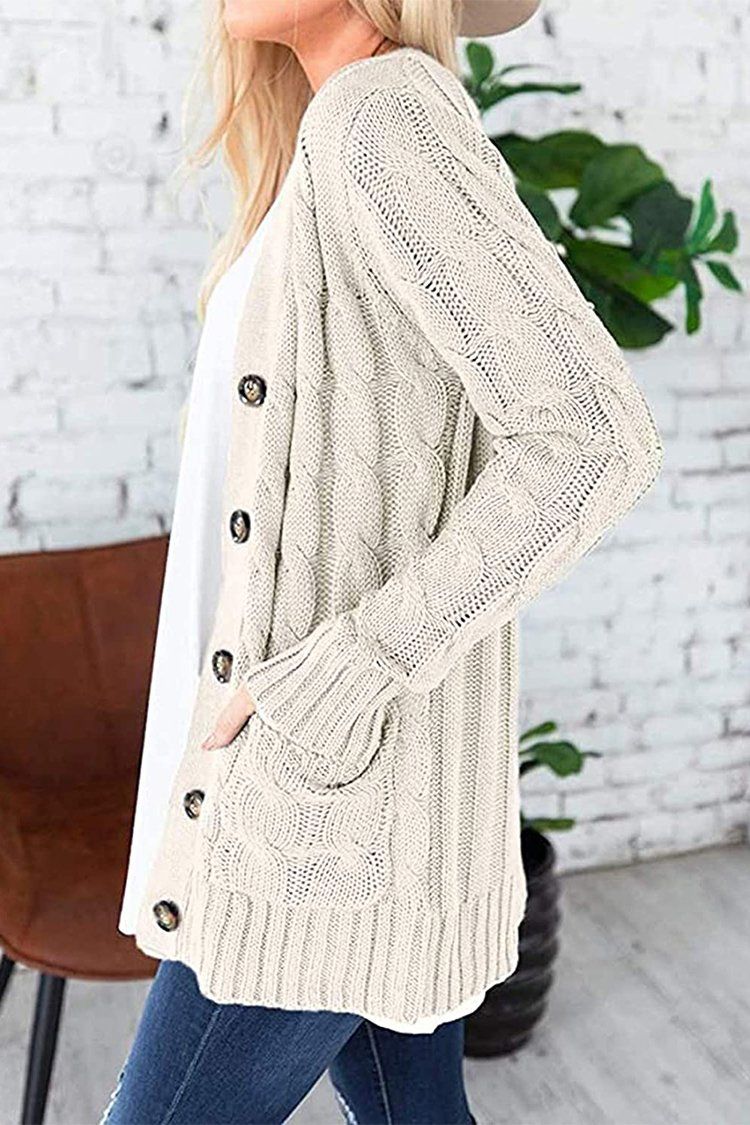 PRETTYGARDEN Womens Long Sleeve Open Front Knitted Cardigan Sweater Button Down Chunky Outwear Coat with Pockets PRETTYGARDEN