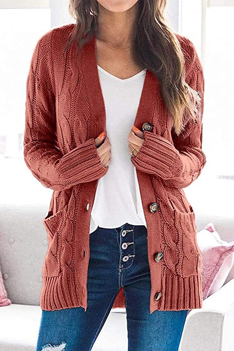 PRETTYGARDEN Womens Long Sleeve Open Front Knitted Cardigan Sweater Button Down Chunky Outwear Coat with Pockets PRETTYGARDEN