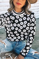 PRETTYGARDEN Womens Mock Neck Knitted Sweater Long Sleeve Floral Print Sweater Top PRETTYGARDEN