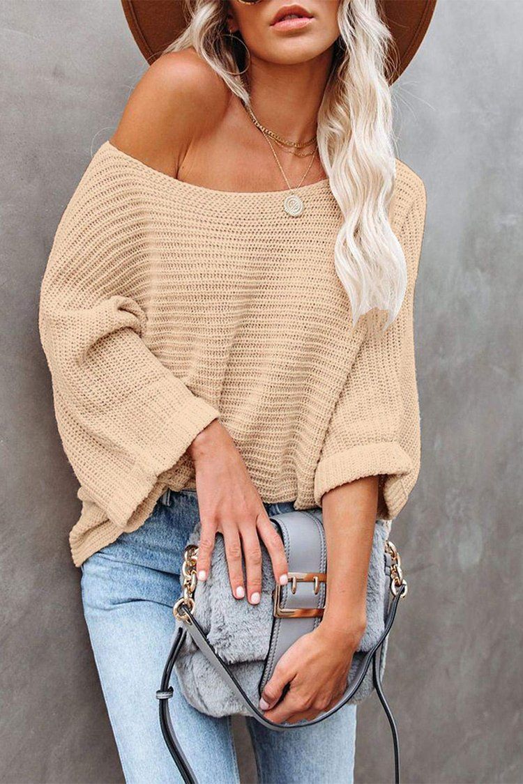 PRETTYGARDEN Womens Off Shoulder Sweater Dolman sleeves Pullover Sweater Loose Fit Knit Sweater PRETTYGARDEN