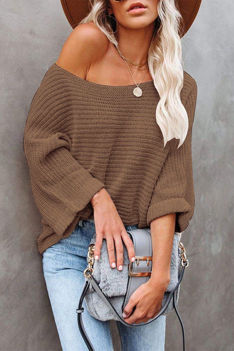 PRETTYGARDEN Womens Off Shoulder Sweater Dolman sleeves Pullover Sweater Loose Fit Knit Sweater PRETTYGARDEN