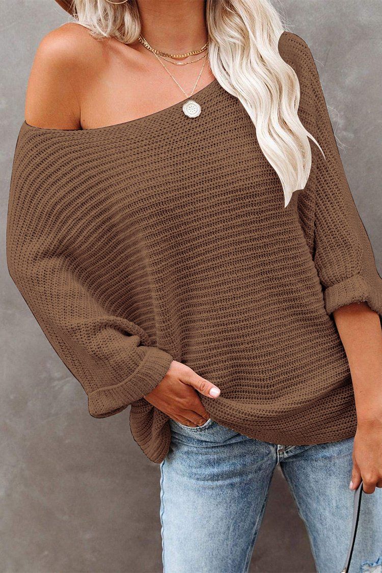 PRETTYGARDEN Womens Off Shoulder Sweater Dolman sleeves Pullover Sweater Loose Fit Knit Sweater PRETTYGARDEN