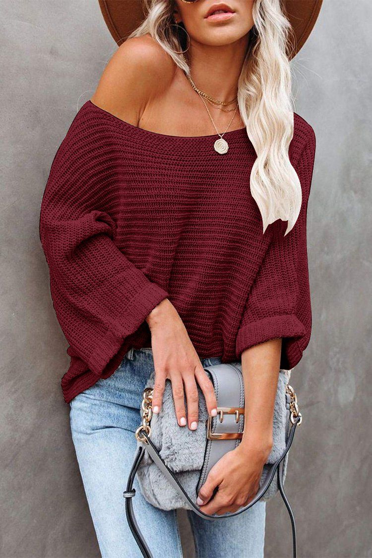 PRETTYGARDEN Womens Off Shoulder Sweater Dolman sleeves Pullover Sweater Loose Fit Knit Sweater PRETTYGARDEN