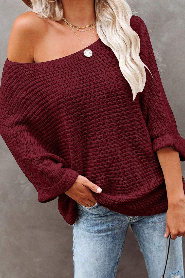 PRETTYGARDEN Womens Off Shoulder Sweater Dolman sleeves Pullover Sweater Loose Fit Knit Sweater PRETTYGARDEN