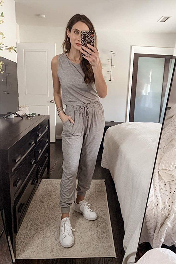 PRETTYGARDEN Womens Two Piece Outfit Sleeveless Crewneck Tops With Sweatpants Active Tracksuit Lounge Wear With Pockets PRETTYGARDEN