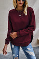 PRETTYGARDN Womens Solid Sweatshirt Crew Neck Long Sleeve Side Split Pullover Top PRETTYGARDEN