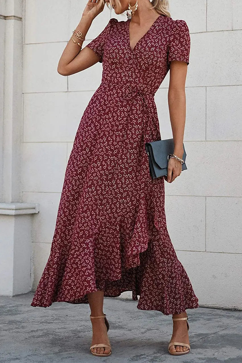 Dancing Leopard Jagger Maxi Wrap Dress in Navy | iCLOTHING - iCLOTHING