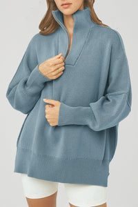 Oversized Long Sleeve Casual 1/4 Zip Up Sweatshirts Pullover