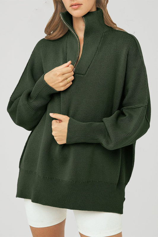 Oversized Long Sleeve Casual 1/4 Zip Up Sweatshirts Pullover