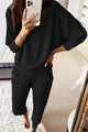 Two-Piece Batwing Sleeve Knit Fabric Oversized Tracksuit