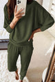 Two-Piece Batwing Sleeve Knit Fabric Oversized Tracksuit