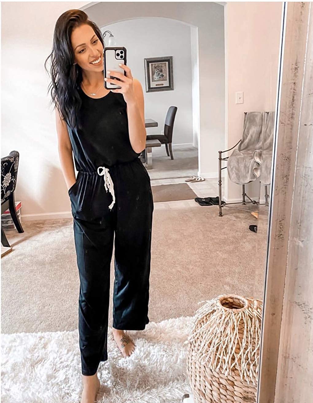 Stretchy Crewneck Sleeveless Jumpsuit PRETTYGARDEN