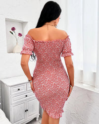 Summer Off Shoulder Short Sleeve Drawstring Sexy MinI Bodycon Dresses PRETTYGARDEN