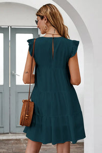 Summer Sleeveless Ruffle Sleeve Flowy Pleated Dress PRETTYGARDEN