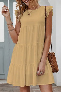 Summer Sleeveless Ruffle Sleeve Flowy Pleated Dress PRETTYGARDEN