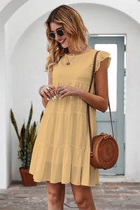 Summer Sleeveless Ruffle Sleeve Flowy Pleated Dress PRETTYGARDEN