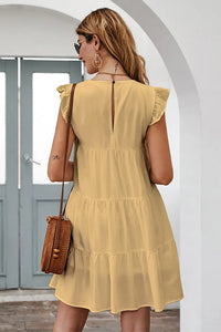 Summer Sleeveless Ruffle Sleeve Flowy Pleated Dress PRETTYGARDEN