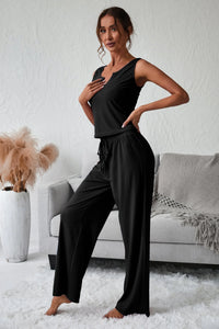 Summer Tank High Waist Low Cut Casual Scoop Neck Jumpsuit PRETTYGARDEN