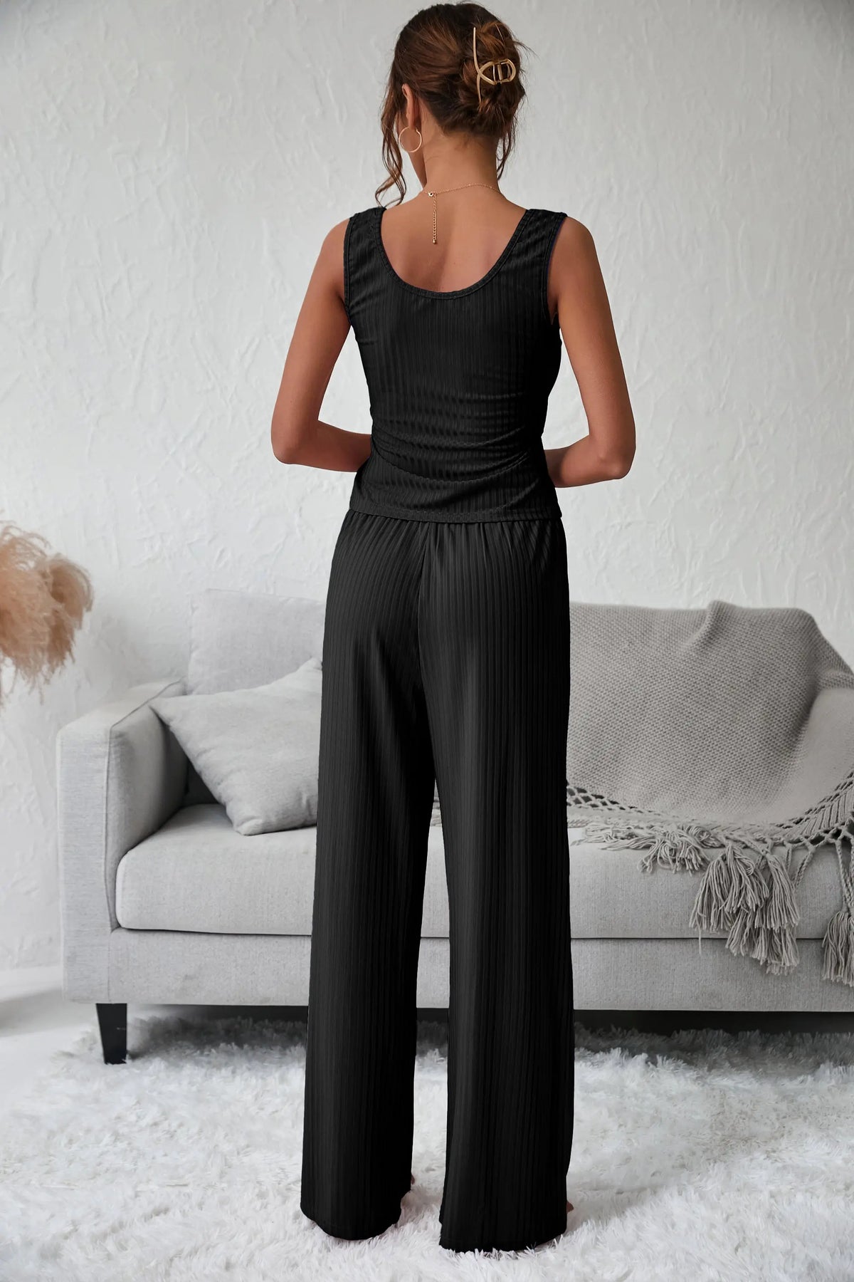 Summer Tank High Waist Low Cut Casual Scoop Neck Jumpsuit PRETTYGARDEN