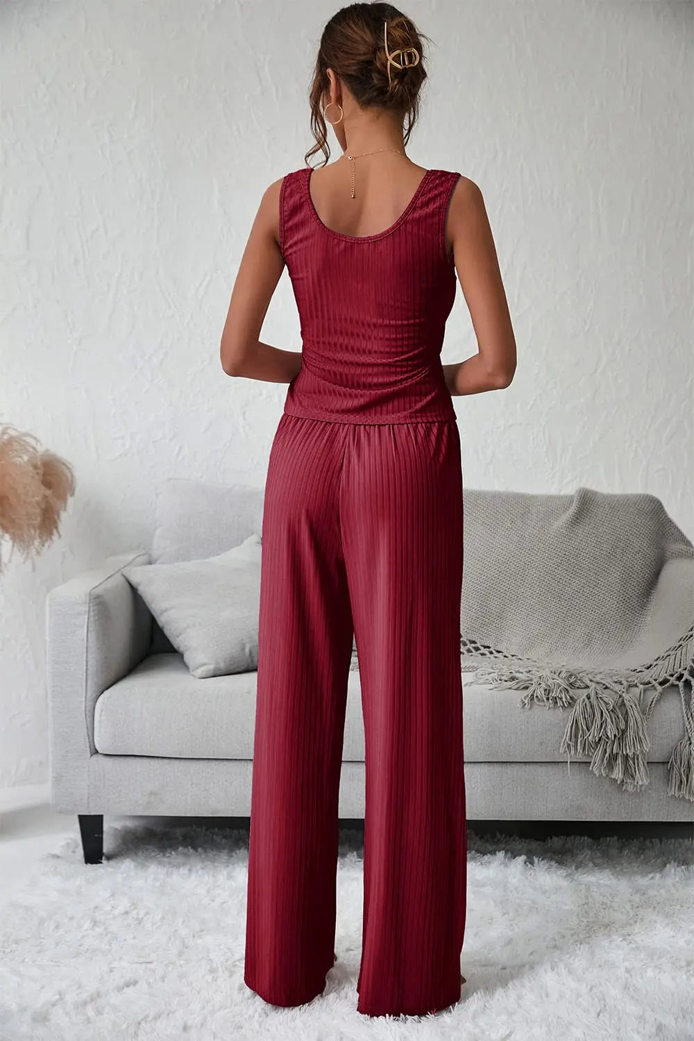 Summer Tank High Waist Low Cut Casual Scoop Neck Jumpsuit PRETTYGARDEN