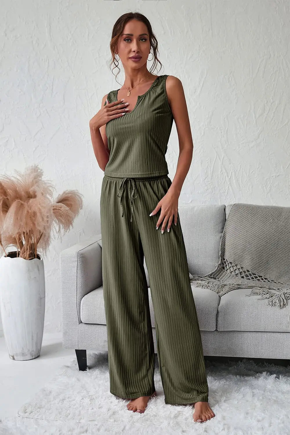 Summer Tank High Waist Low Cut Casual Scoop Neck Jumpsuit PRETTYGARDEN