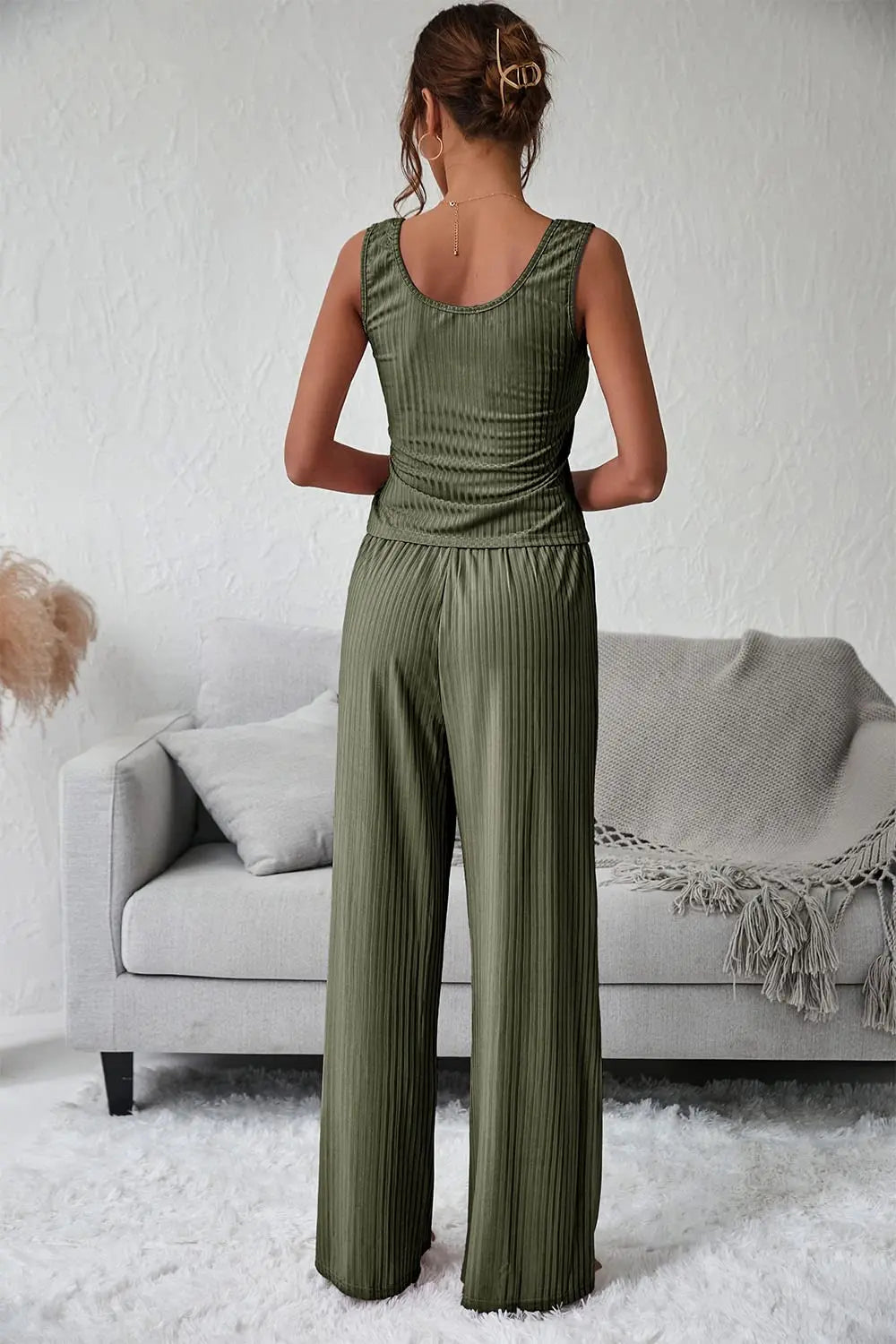 Summer Tank High Waist Low Cut Casual Scoop Neck Jumpsuit PRETTYGARDEN